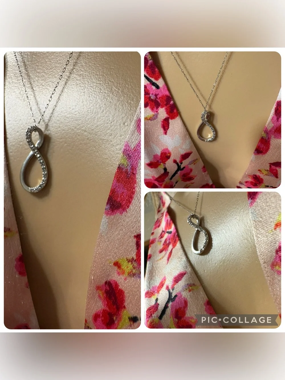 Charles Winston Made in Italy 925 Diamond Infinity Necklace NWT